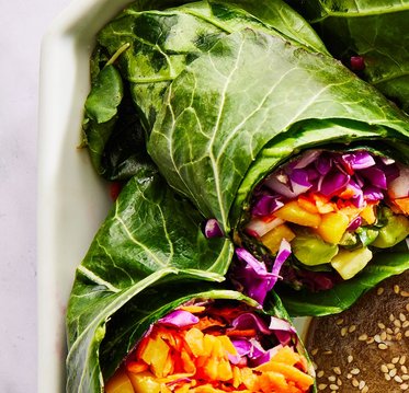 Vegetarische cateringgerechten volledig opgesteld